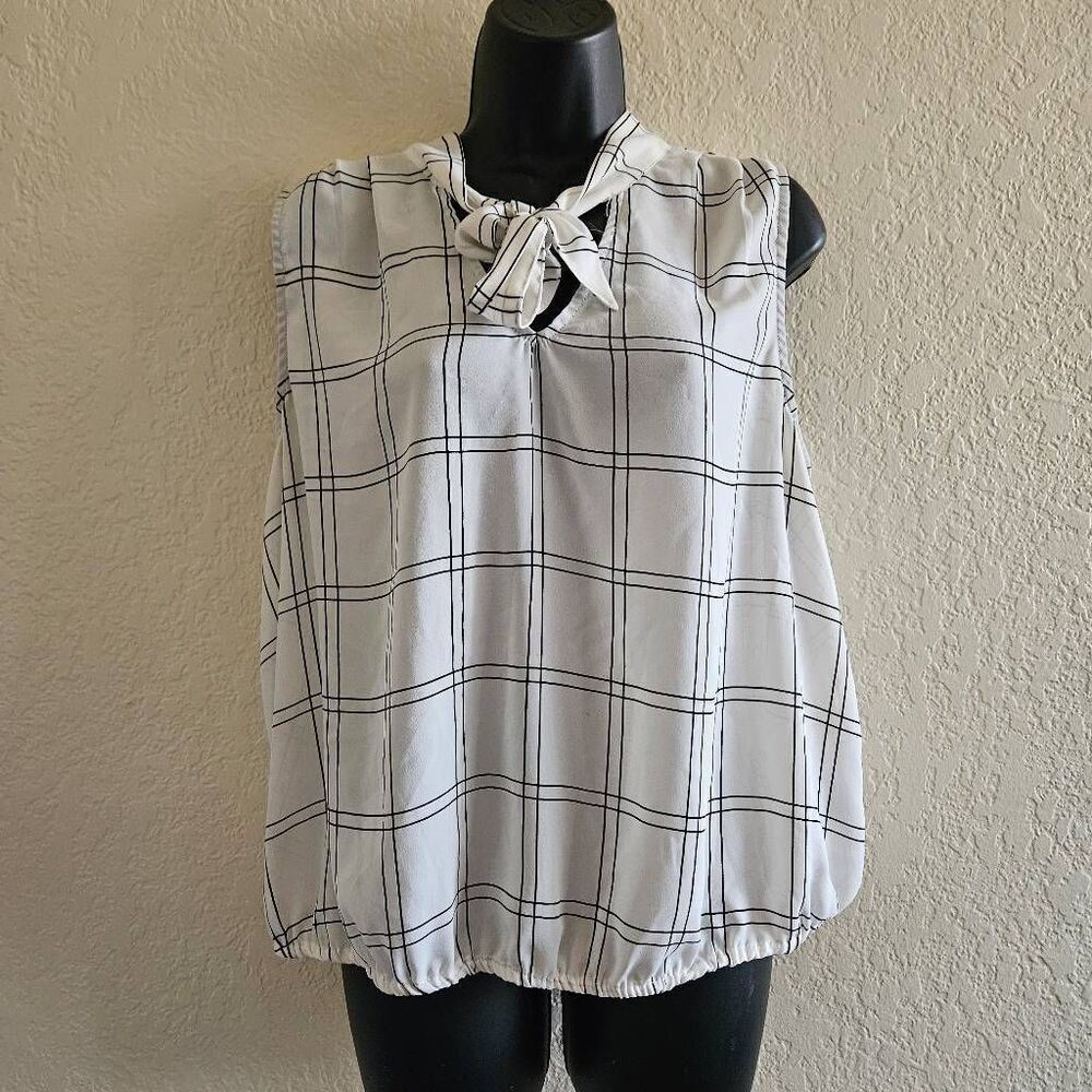 W5 Tie Neck Sleeveless Career Blouse